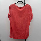 Chico's Women's Size L coral Heathered Short Sleeve Shirt