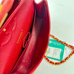 Interior CHANEL Red Lambskin Leather MEDIUM CLASSIC DOUBLE FLAP Bag Purse