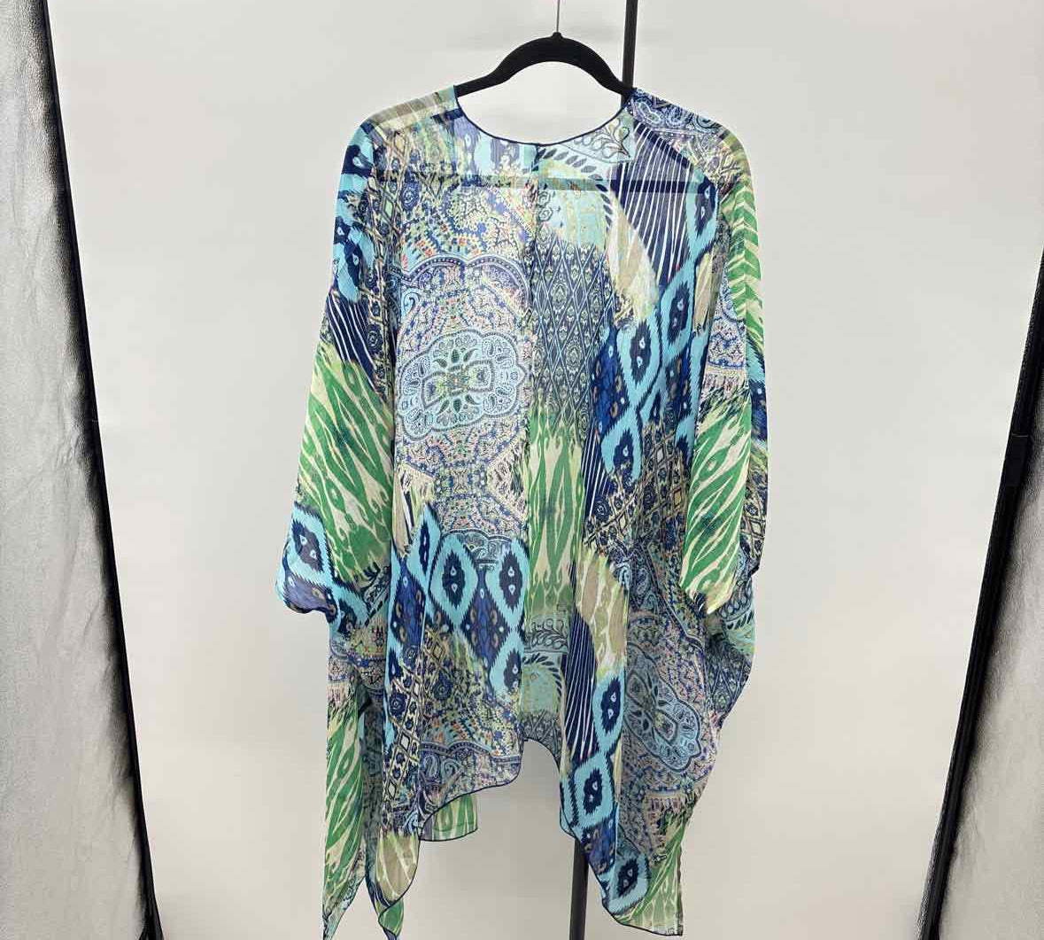 Chico's Women's Size L/XL Blue Multi-Pattern Cardigan