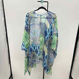 Chico's Women's Size L/XL Blue Multi-Pattern Cardigan