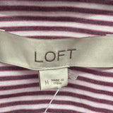 Loft Women's Size M maroon Stripe Long Sleeve Shirt