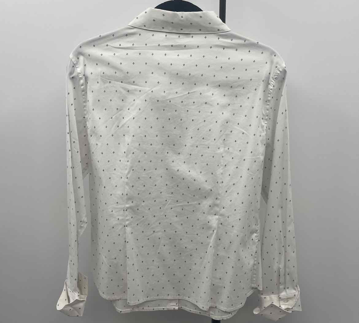 Calvin Klein Women's Size M White Spotted Long Sleeve Shirt