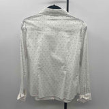 Calvin Klein Women's Size M White Spotted Long Sleeve Shirt