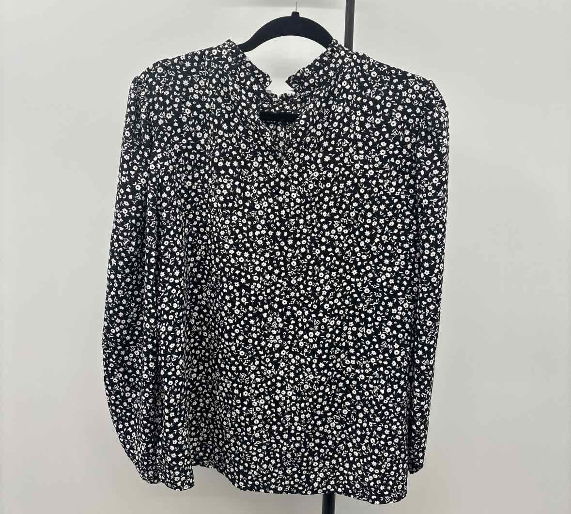 89th & Madison Women's Size XL Black Floral Long Sleeve Shirt