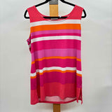 Susan Graver Women's Size L Magenta Stripe Sleeveless Shirt