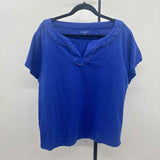Talbots Women's Size 3X Blue Solid Short Sleeve Shirt