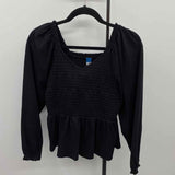 Old Navy Women's Size 10 Black Textured Long Sleeve Shirt