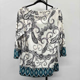 Charter Club Women's Size XL Ivory Paisley Long Sleeve Shirt