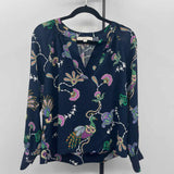 Loft Women's Size S Navy Floral Long Sleeve Shirt
