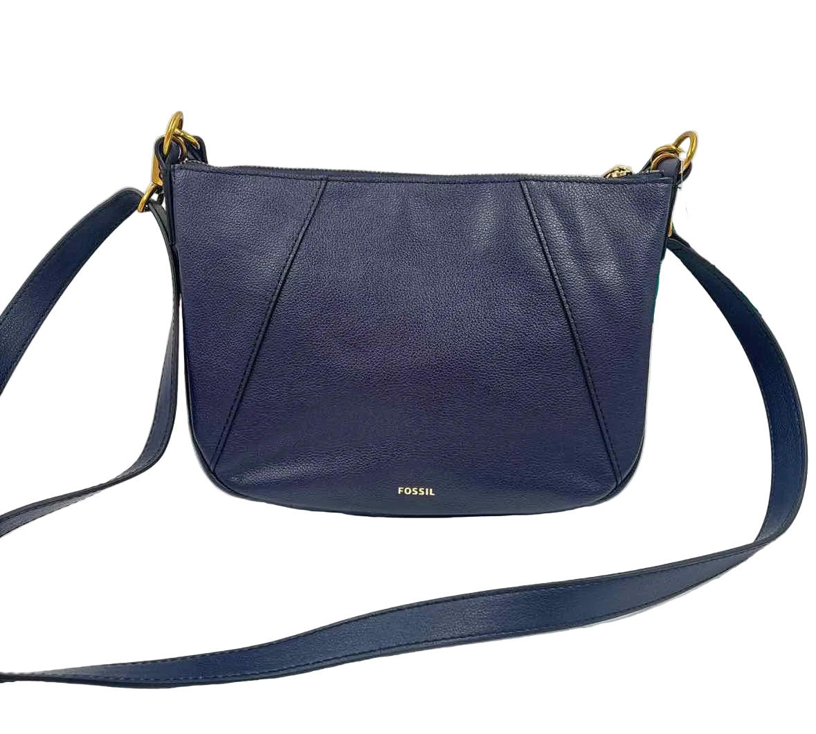 FOSSIL Navy Blue Pebbled & Suede Leather SKYLAR Crossbody Purse