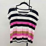 Talbots Women's Size XL Black Stripe Short Sleeve Shirt