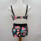 Sun Dazed Women's Size S Black Floral Swimsuit