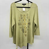 BLEU Women's Size 2X Green Aztec Long Sleeve Shirt