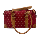 DOONEY & BOURKE Red & Ivory Signature Logo Coated Canvas Satchel Purse PFC