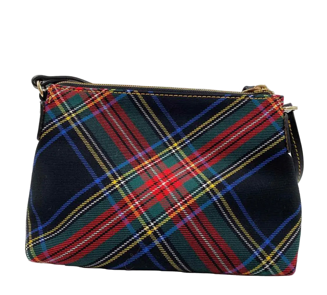 Back DOONEY & BOURKE Black Tartan Plaid BAGUETTE Shoulder Bag Purse