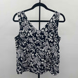Loft Women's Size S Navy Floral Sleeveless Shirt