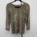 Fresh Produce Women's Size L Olive Animal Print Long Sleeve Shirt