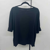 Ralph Lauren Women's Size 2X Black Solid Short Sleeve Shirt