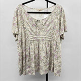 Lucky Brand Women's Size XL Ivory Floral Short Sleeve Shirt