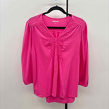 Lands End Women's Size L Fuschia Solid Long Sleeve Shirt
