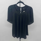 Ann Taylor Women's Size S Black cutouts Short Sleeve Shirt