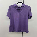 Lady Hagen Women's Size XL Purple Stripe Short Sleeve Shirt