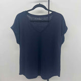 Talbots Women's Size L Navy Solid Short Sleeve Shirt