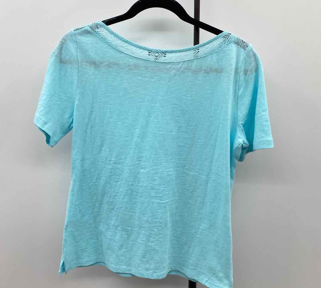 Talbots Women's Size S Light Blue Solid Short Sleeve Shirt
