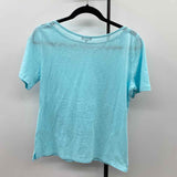Talbots Women's Size S Light Blue Solid Short Sleeve Shirt