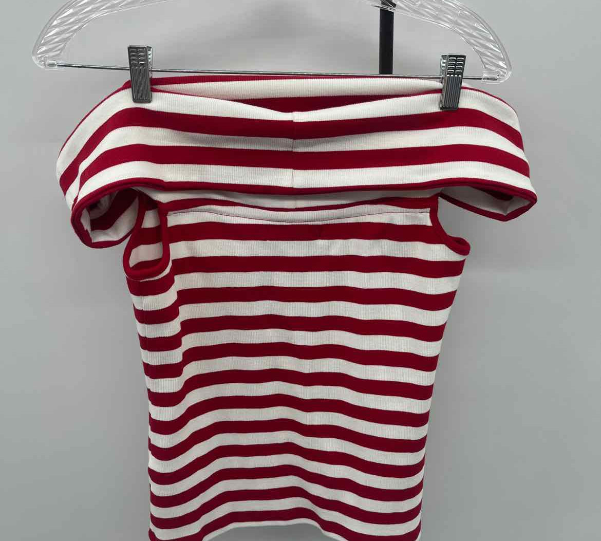Banana Republic Women's Size M Red Stripe Short Sleeve Shirt