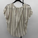 Lucky Brand Women's Size M Taupe Stripe Short Sleeve Shirt