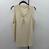 Bombom Women's Size XL Beige Ribbed Sleeveless Shirt