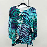 Chico's Women's Size XL Multi-Color Leaf Short Sleeve Shirt