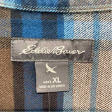 Eddie Bauer Men's Size XL Blue Plaid Long Sleeve Shirt