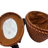 Interior PATRICIA NASH Brown Bronze Woven CASELLE Wicker Basket Satchel Purse w/Twilly Scarf Accent