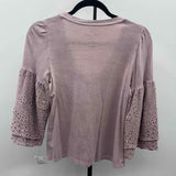 American Eagle Junior's Size S Mauve Eyelet Long Sleeve Shirt