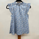 Duffield Lane Women's Size S Blue Floral Sleeveless Shirt