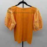 Loft Women's Size M Orange Ribbed Short Sleeve Shirt