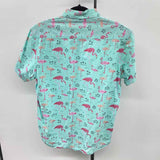 Sunrise Kingdom Men's Size M Aqua Flamingo Short Sleeve Shirt
