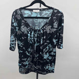 Calvin Klein Women's Size M Navy Abstract Long Sleeve Shirt