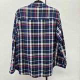 Jachs Women's Size L Navy Plaid Long Sleeve Shirt