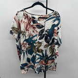 C&C California Women's Size 2X White Floral Short Sleeve Shirt