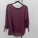 Paper Moon Women's Size XL maroon Checkered Long Sleeve Shirt