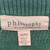 Philosophy Women's Size 1X Green Stripe Sweater