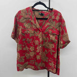 Ralph Lauren Women's Size 1X Red Floral Short Sleeve Shirt