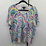 Alfred Dunner Women's Size XL Blue Paisley Short Sleeve Shirt
