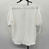 Chico's Women's Size M White Textured Short Sleeve Shirt