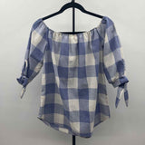 Vanilla bay Women's Size S Blue Checkered Short Sleeve Shirt