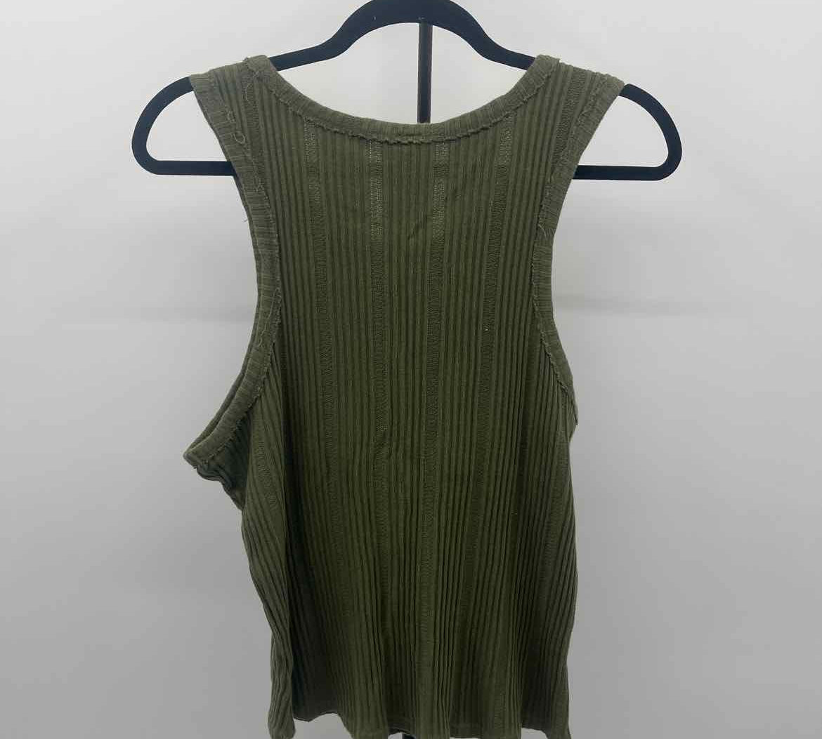 Anthropologie Junior's Size XL Olive Ribbed Sleeveless Shirt