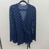 Susan Graver Women's Size 2X Navy dotted Long Sleeve Shirt